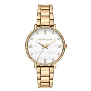 Michael Kors Pyper Three Hand White Dial Gold Steel Strap Watch For Women - MK4666