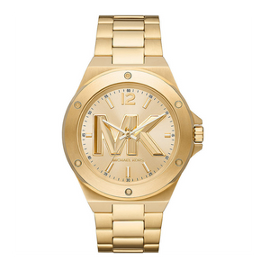 Michael Kors Lennox Three-Hand Quartz Gold Dial Gold Steel Strap Watch For Men - MK8939
