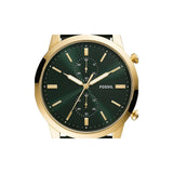 Fossil Townsman Chronograph Green Dial Green Leather Strap Watch for Men - FS5599