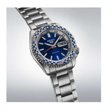 Seiko 5 Sports Petrol Blue Checker Flag Special Edition Blue Dial Silver Steel Strap Watch For Men - SRPK65K1
