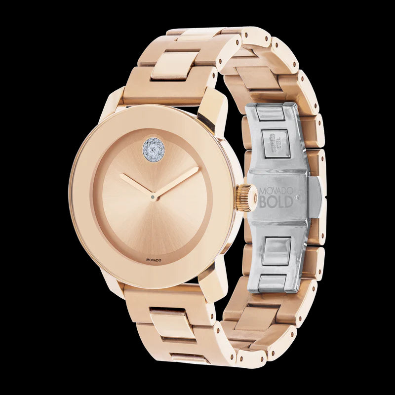 Movado Bold Rose Gold Dial Rose Gold Steel Strap Watch for Women