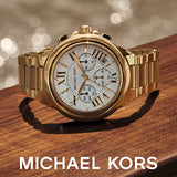 Michael Kors Camille Chronograph White Dial Gold Steel Strap Watch For Women - MK7270