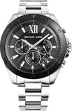 Michael Kors Brecken Chronograph Black Dial Silver Steel Strap Watch For Men - MK8847