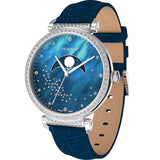 Swarovski Passage Moon Phase Blue Dial Blue Leather Strap Watch for Women - 5613320