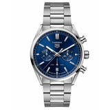 Tag Heuer Carrera Chronograph Blue Dial Silver Steel Strap Watch for Men - CBN2011.BA0642