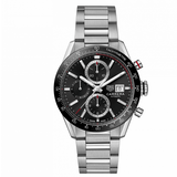 Tag Heuer Carrera Automatic Chronograph Black Dial Silver Steel Strap Watch for Men - CBM2110.BA0651