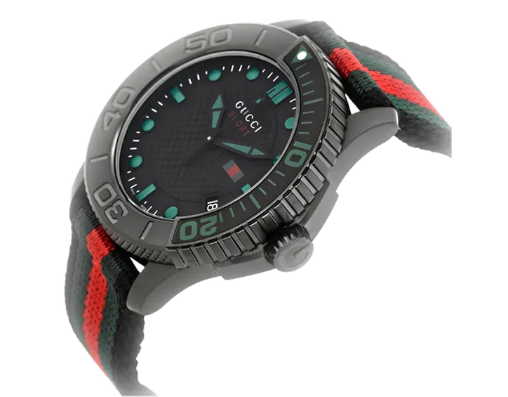 アリナミン グッチ スポーツ G-タイムレス gucci sports Gucci G Timeless Sport Black Dial Two Tone NATO Strap Watch For Men -