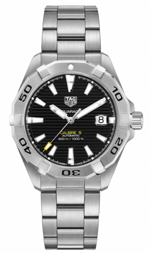 Tag Heuer Aquaracer Automatic Caliber 5 Black Dial Silver Steel Strap Watch for Men - WBD2110.BA0928