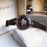 Versace Palazzo Empire Black Dial Black Leather Strap Watch for Women - VCO050017