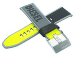 Diesel Mega Chief Quartz Black Dial Grey Leather Strap Watch For Men - DZ4523