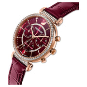 Swarovski Passage Chrono Red Dial Red Leather Strap Watch for Women - 5580345
