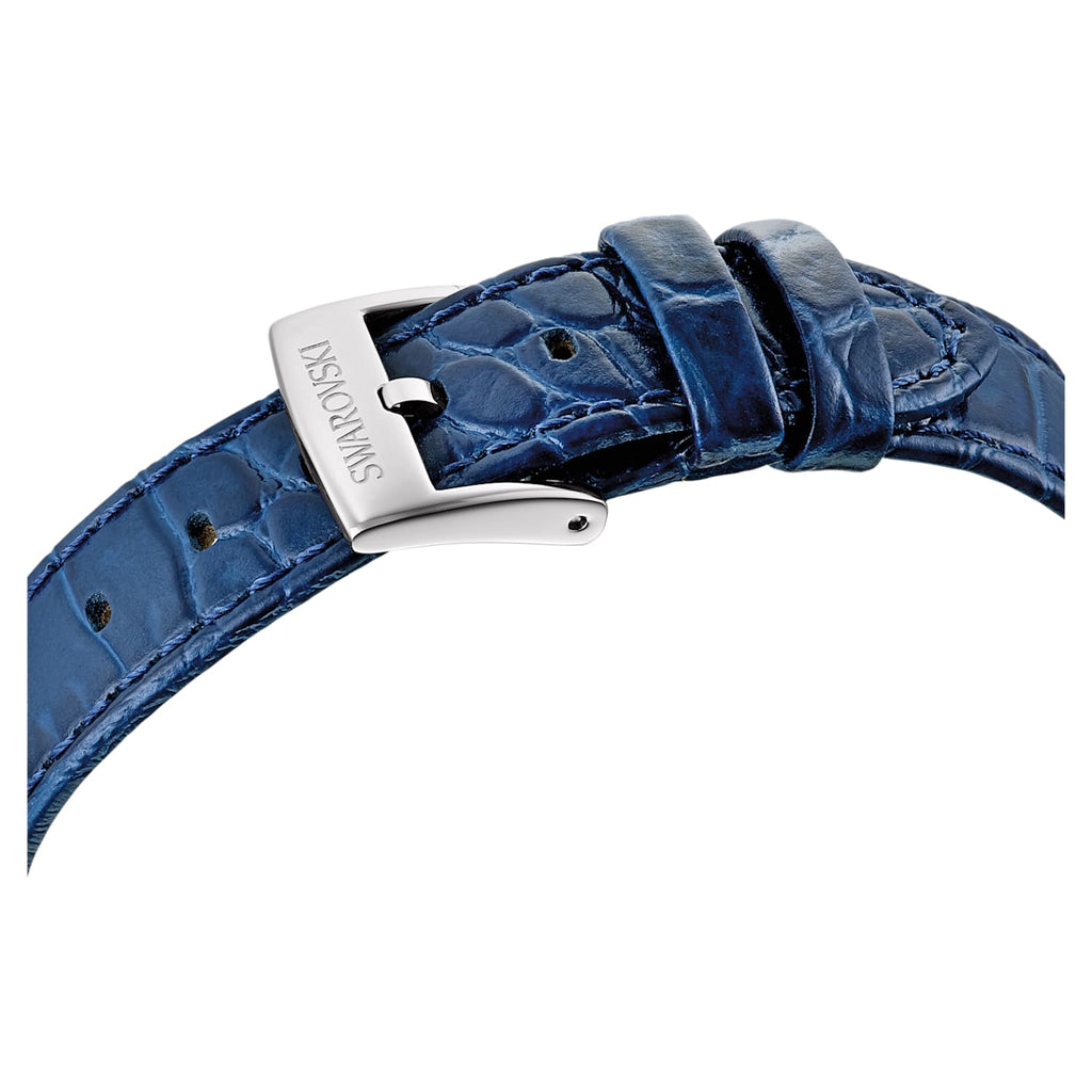 Swarovski Passage Moon Phase Blue Dial Blue Leather Strap Watch