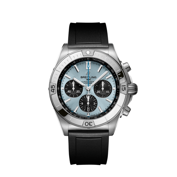Breitling Chronomat B01 42 Blue Dial Black Rubber Strap Watch for Men - PB0134101C1S1