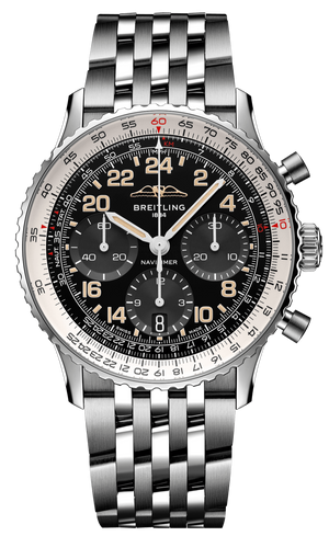 Breitling Navitimer B02 Chronograph 41 Cosmute Black Dial Silver Steel Strap Watch for Men - PB02301A1B1A1