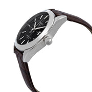 Tissot Gentleman Powermatic 80 Silicium Black Dial Brown Leather Strap Watch For Men - T127.407.16.051.01