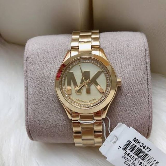 Michael Kors Slim Runway Gold Dial Gold Steel Strap Watch for Women