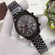 Michael Kors Lexington Chronograph Black Dial Black Steel Strap Watch for Men - MK8320