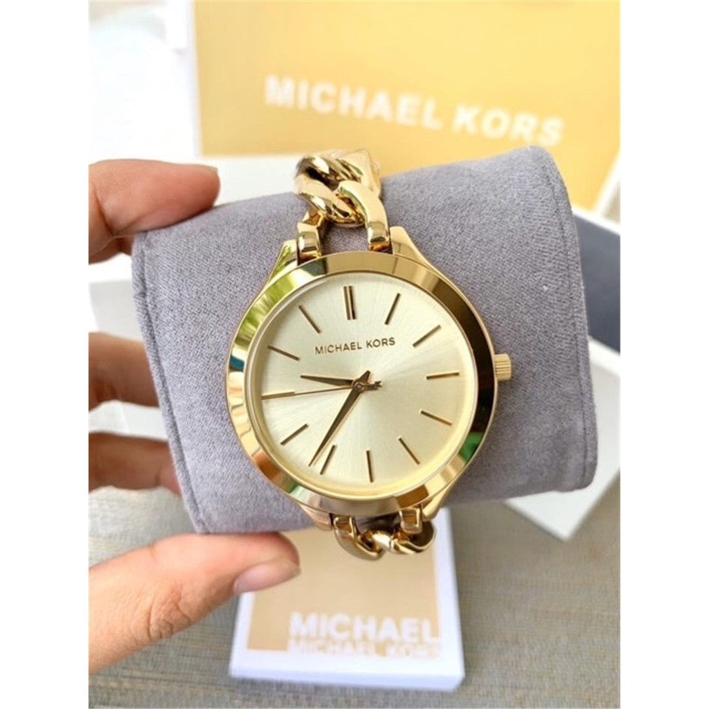 Michael Kors Runway Gold Dial Gold Steel Strap Watch for Women - MK3222