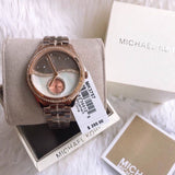 Michael Kors Lauryn Rose Gold Dial Brown Steel Strap Watch for Women - MK3757