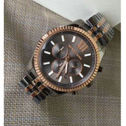 Michael Kors Lexington Chronograph Black Dial Two Tone Steel Strap Watch for Men - MK8561