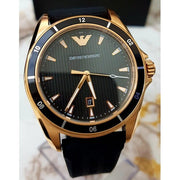 Emporio Armani Sport Quartz Black Dial Black Rubber Strap Watch For Men - AR11101