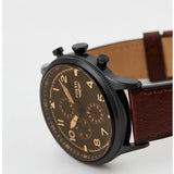 Fossil Retro Pilot Chronograph Brown Dial Brown Leather Strap Watch for Men - FS5833