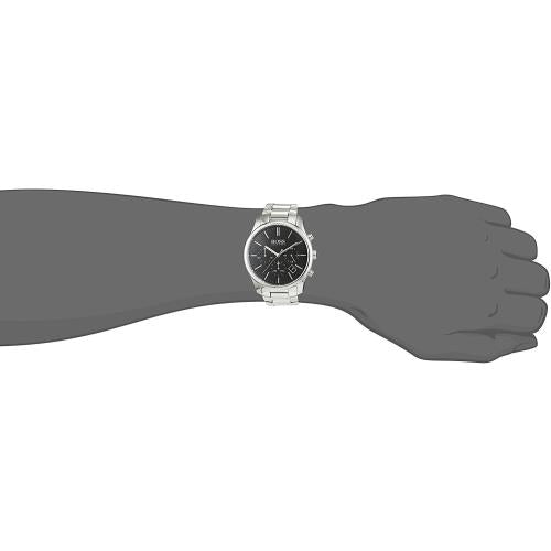 Hugo Boss Commander Black Dial Silver Steel Strap Watch for Men - 1513433