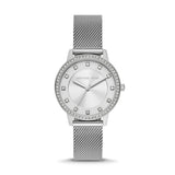 Michael Kors Quartz Crystals White Dial Silver Mesh Strap Watch for Women - MKO1013