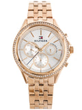 Tommy Hilfiger Ari Diamonds Silver Dial Rose Gold Steel Strap Watch for Women - 1781978