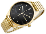 Tommy Hilfiger Brooke Black Dial Gold Steel Strap Watch for Women  - 1782019