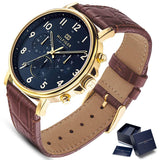 Tommy Hilfiger Daniel Blue Dial Brown Leather Strap Watch for Men - 1710380