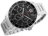 Tommy Hilfiger Luke Chronograph Quartz Black Dial Silver Steel Strap Watch for Men - 1791104