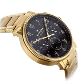 Tommy Hilfiger Daniel Chronograph Black Dial Gold Steel Strap Watch For Men - 1791978