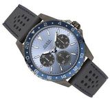 Guess Odyssey Blue Dial Grey Rubber Strap Watch For Men - W1108G6