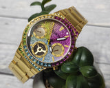 Guess Sugarrush Quartz Multicolor Dial Gold Steel Strap Watch For Women - GW0258L1