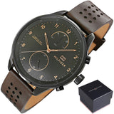 Tommy Hilfiger Chase Quartz Black Dial Brown Leather Strap Watch for Men - 1791577