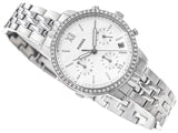 Fossil Neutra Chronograph Silver Dial Silver Steel Strap Watch for Women - ES5217