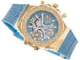 Guess Fusion Chronograph Blue Dial Blue Leather Strap Watch For Women - GW0553L3