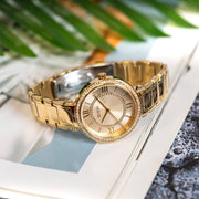 Guess Montage Quartz Gold Dial Gold Steel Strap Watch For Women - GW0588L1
