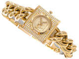 Michael Kors Chain Lock Pave Gold Dial Gold Steel Strap Watch For Women - MK4711