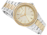 Michael Kors Lennox Three-Hand Gold Dial Two Tone Steel Strap Watch For Women  - MK6988