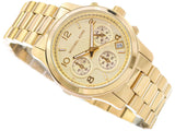 Michael Kors Runway Chronograph Gold Dial Gold Steel Strap Watch For Women - MK7323