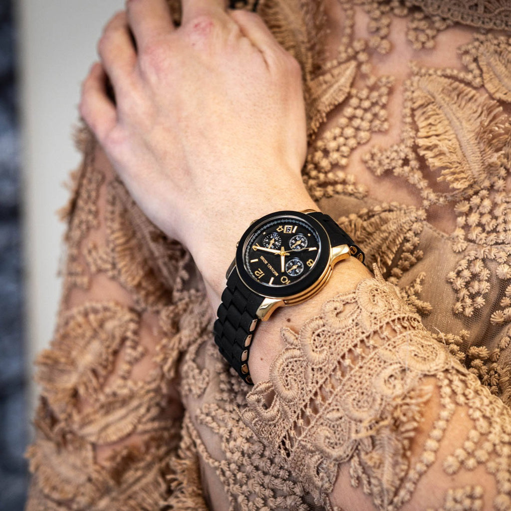 Michael Kors Runway Cronografo quadrante nero orologio con