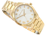 Michael Kors Lennox Three Hand Silver Dial Gold Steel Strap Watch For Women - MK7391