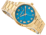 Michael Kors Lennox Analog Blue Dial Gold Steel Strap Watch for Women - MK7460