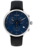 Calvin Klein High Noon Chronograph Blue Dial Black Leather Strap Watch for Men - K8M271CN