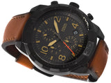 Fossil Bronson Black Dial Brown Leather Strap Watch for Men - FS5714