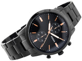 Fossil Townsman Chronograph Black Dial Black Steel Strap Watch for Men - FS5379