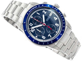 Fossil Sport Tourer Chronograph Blue Dial Silver Steel Strap Watch for Men - FS6047