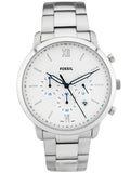 Fossil Neutra Chronograph White Dial Silver Steel Strap Watch for Men - FS5433